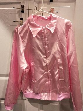Grease Pink Satin-Effect Bomber Jacket NWT